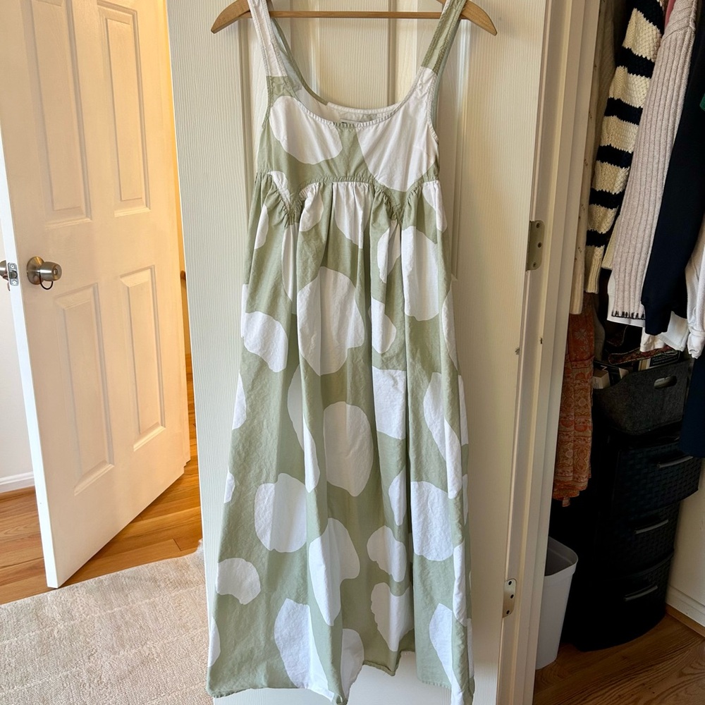 ASOS Green and White Polka Dot Midi Dress